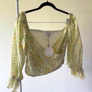 Lost+Wander Cotton square neck Crop Top Floral Print -Size M